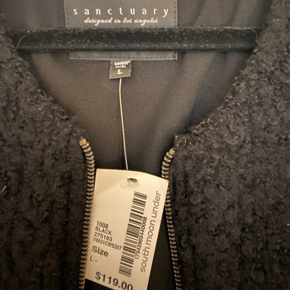 Sanctuary black long tweed zip up vest - Picture 3 of 4